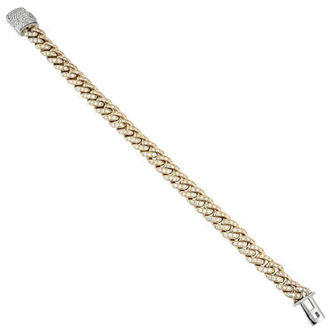 14k Yellow Gold Diamond Cuban Link Bracelet 9 mm 5.37 Ctw